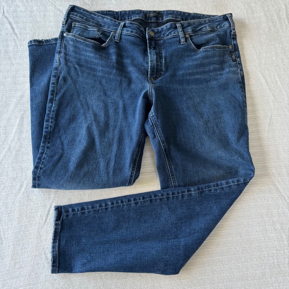Silver Jeans Co Suki Skinny Dark‎ Wash Mid Rise Jeans Plus Size 18 L29
